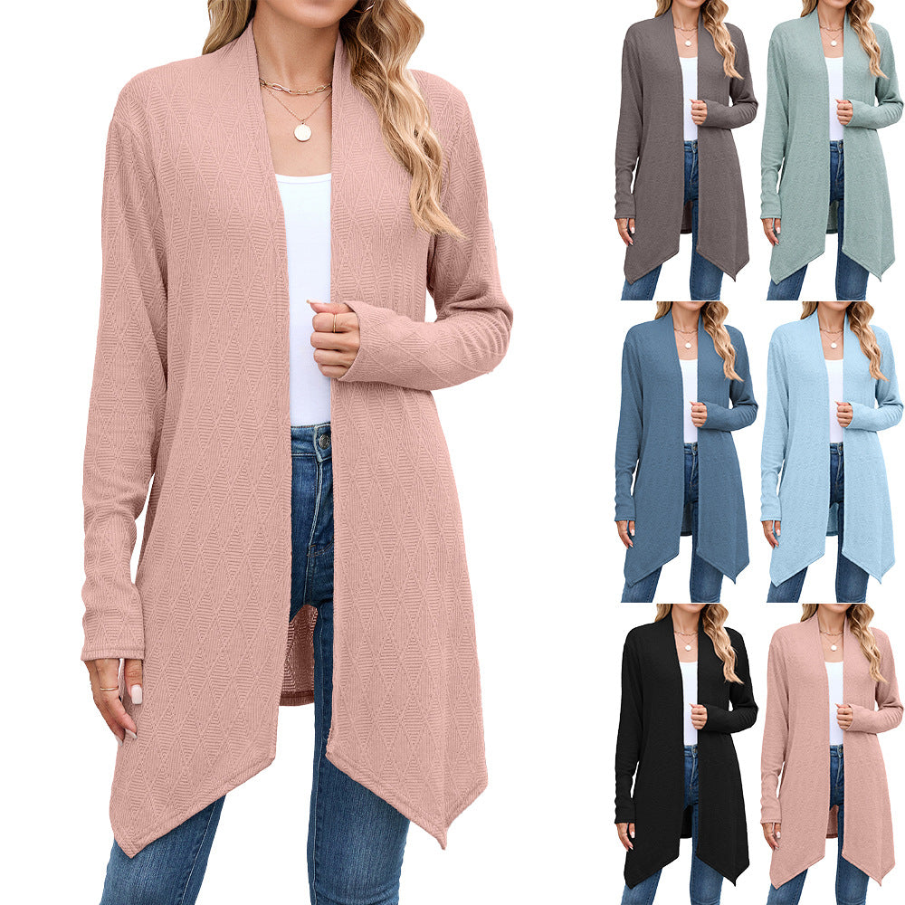 Women's Autumn Solid Color Long-sleeved Knitted Long Women's Sweater