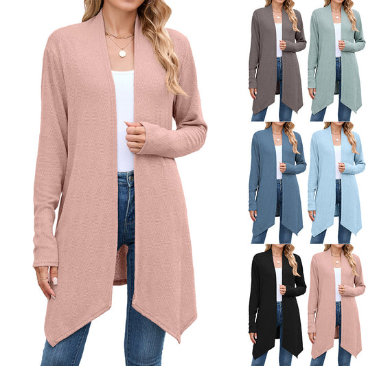 Women's Autumn Solid Color Long-sleeved Knitted Long Women's Sweater