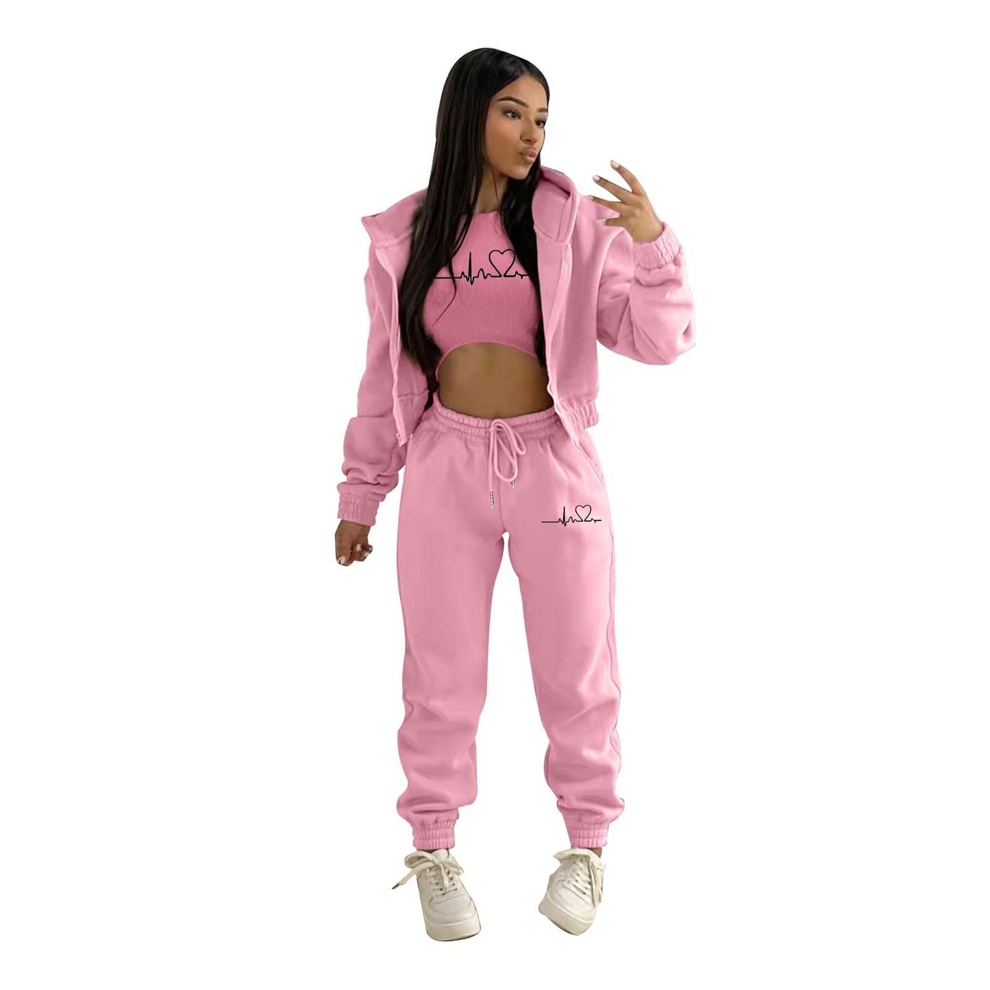 Women's Fashion Wear Brushed Hoody Hooded Leisure Suits