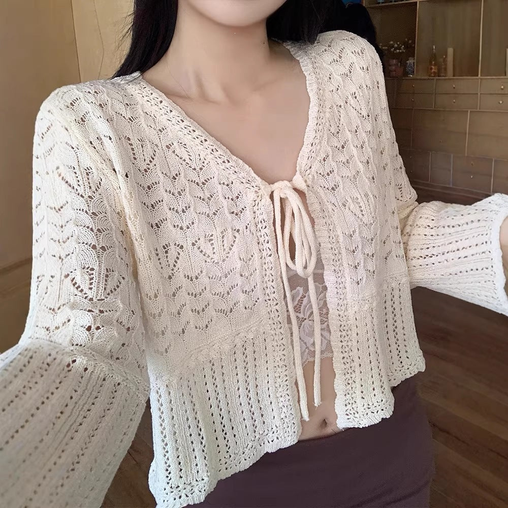 Women's Simple Style Solid Color Hollow Spring Collar Tops