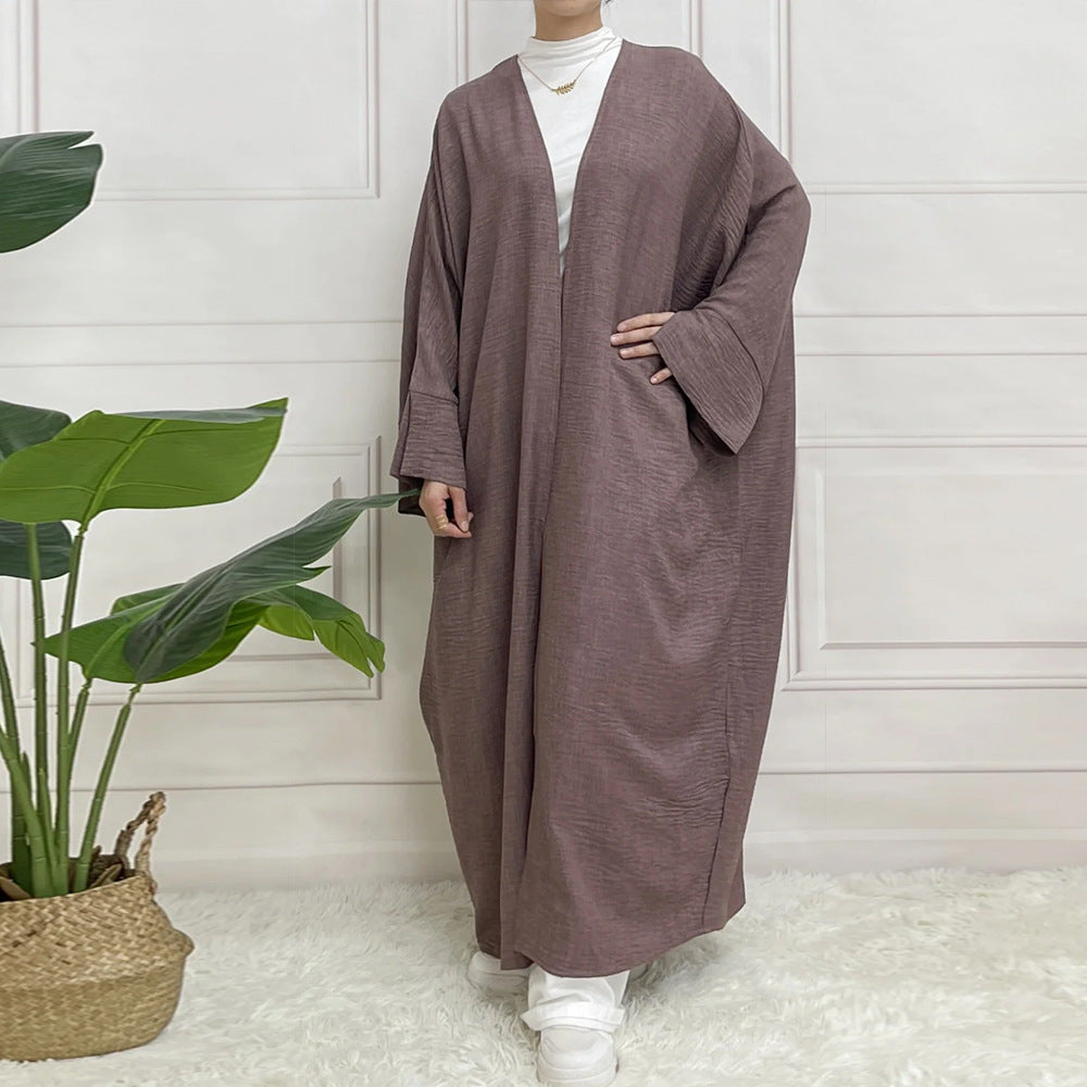 Muslim Two-tone Plain Long Sleeve Dress Dresses