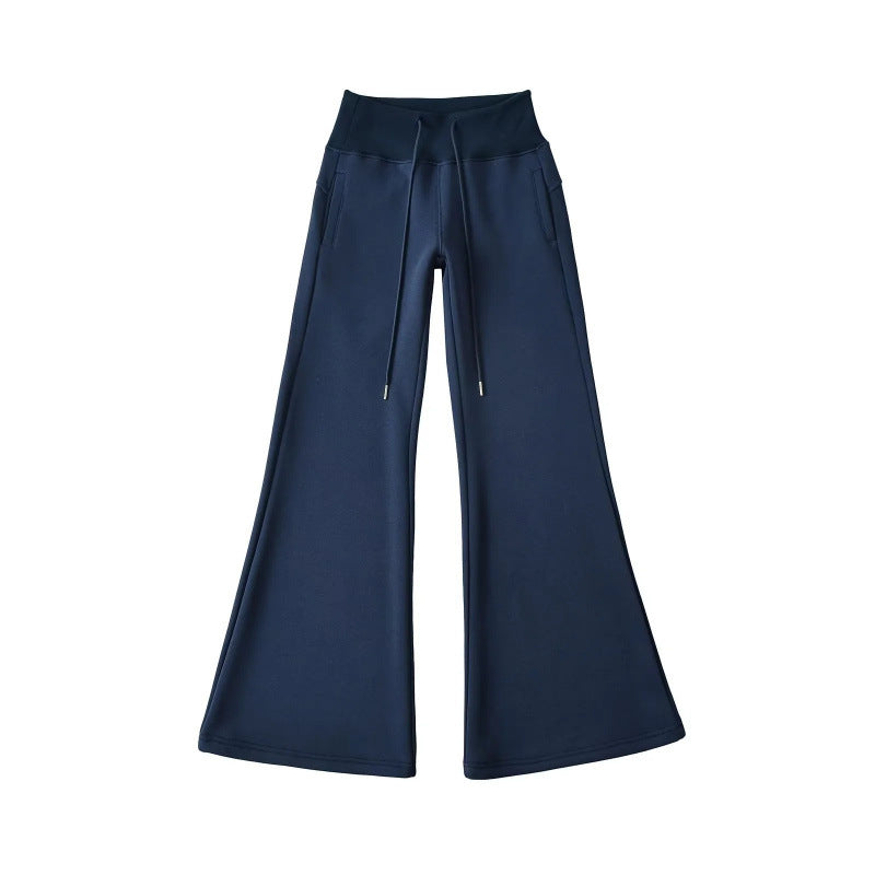 Women's Fleece-lined Thick Flared Casual Mopping Waist Pants
