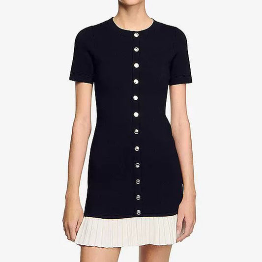 Summer Sleeve Round Neck Knitted Slim Shorts