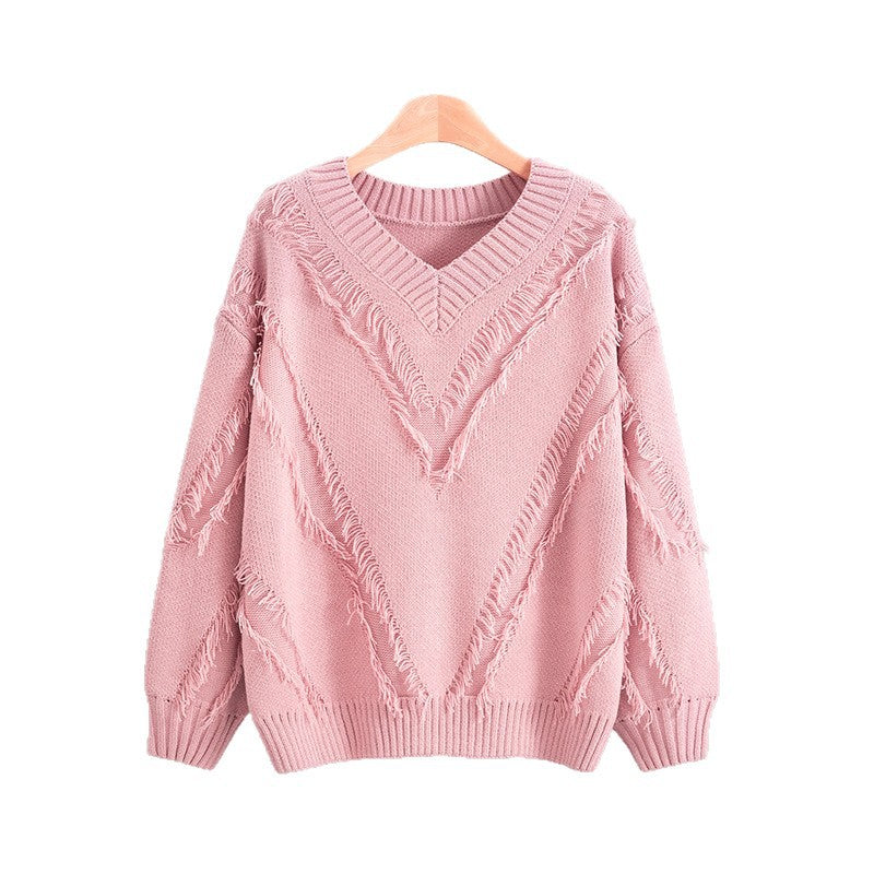 Women's Loose Knitted Idle Style Tassel For Fashionable Women's Sweater