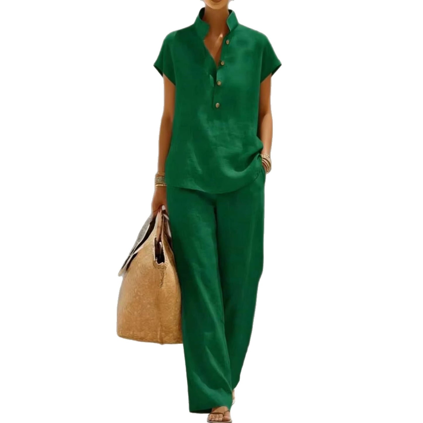 Women's Lazy Style Sleeve Trousers Solid Color Shorts