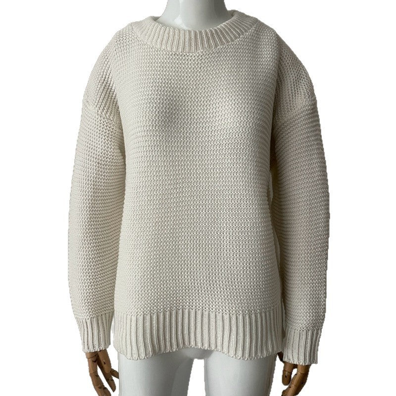 Women's Crew Neck Casual Solid Color Long-sleeved Women's Sweater