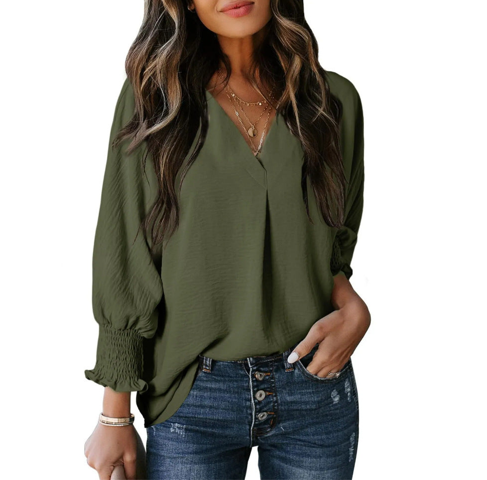 Women's Casual Long Sleeve Loose Shirt T-shirt Blouses