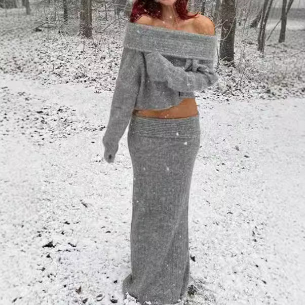 Autumn Fashionable Knitted Lapel Two-piece Set Suits