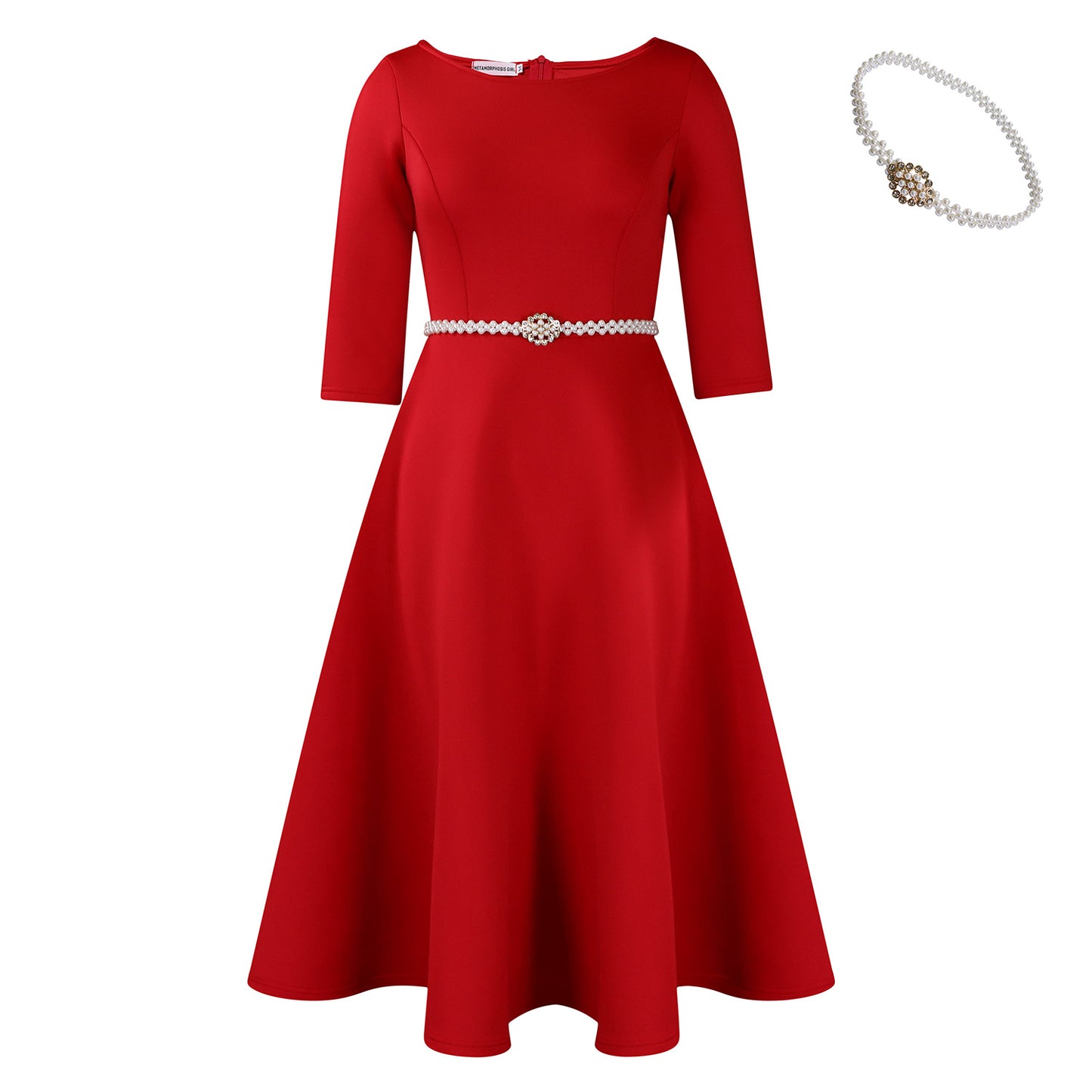 Pretty Solid Color Large Swing Elegant Dress