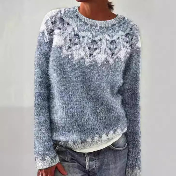 Women's Round Neck Multicolor Loose Fashion Pullover Sweater