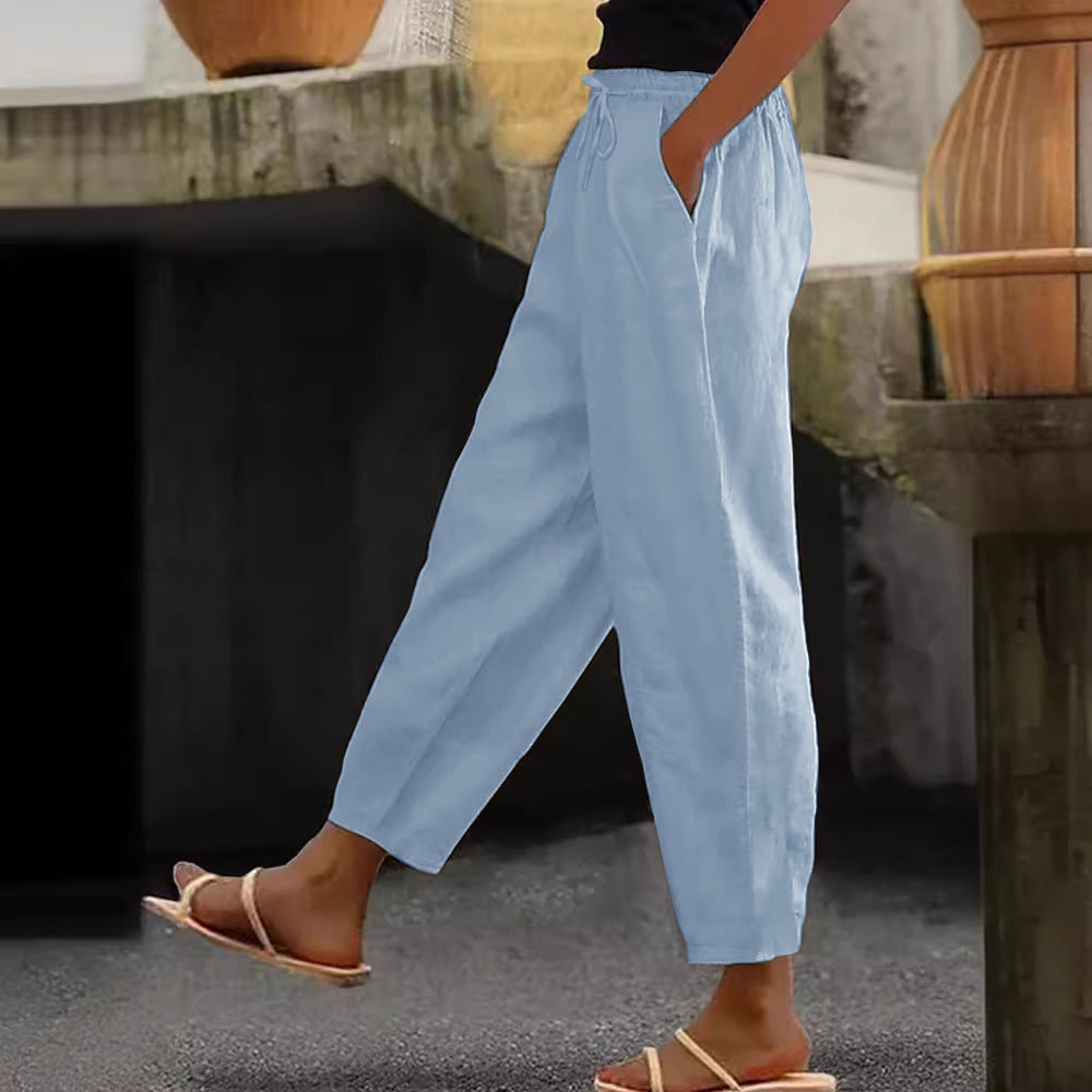 Women's Linen Solid Color Fashion Casual Daily Pants