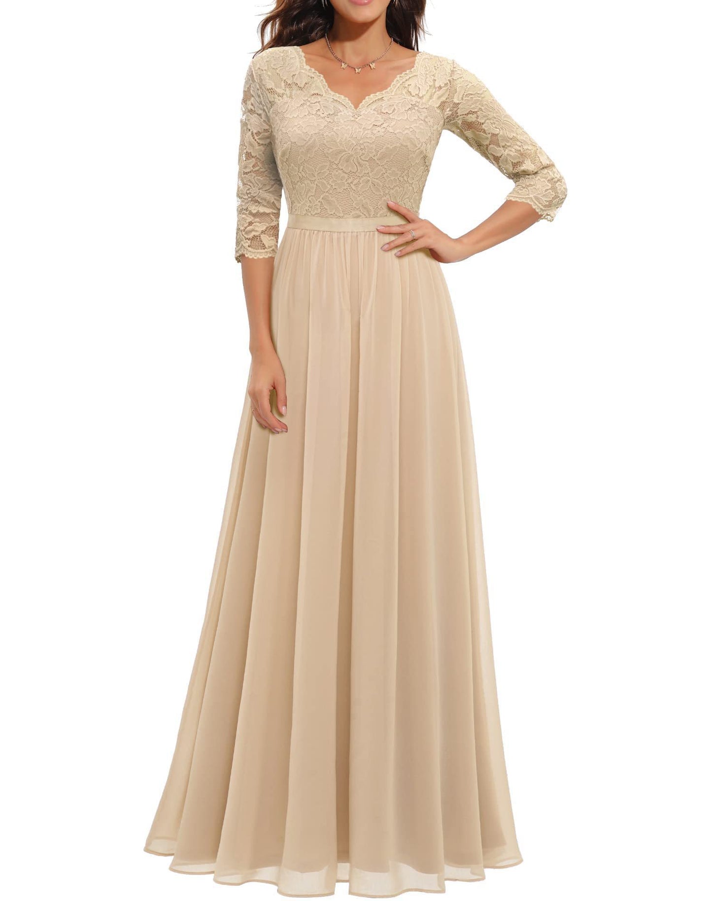 Classic Dress Lace Long Patchwork Noble Dresses