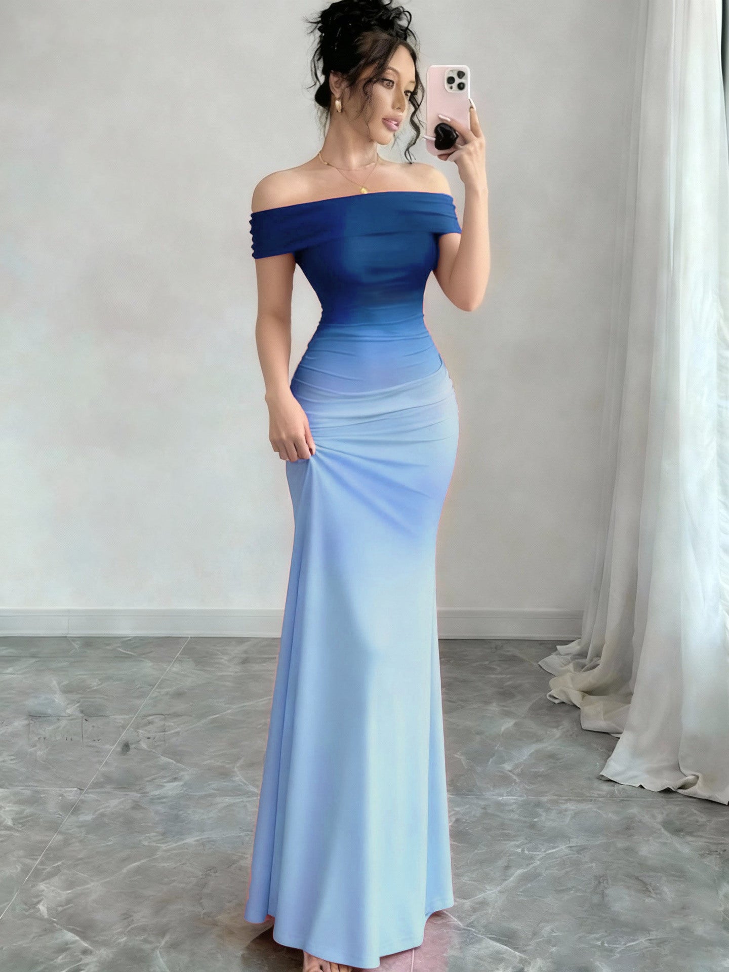 Comfortable Fashionable Gradient Tight Hip Long Dress