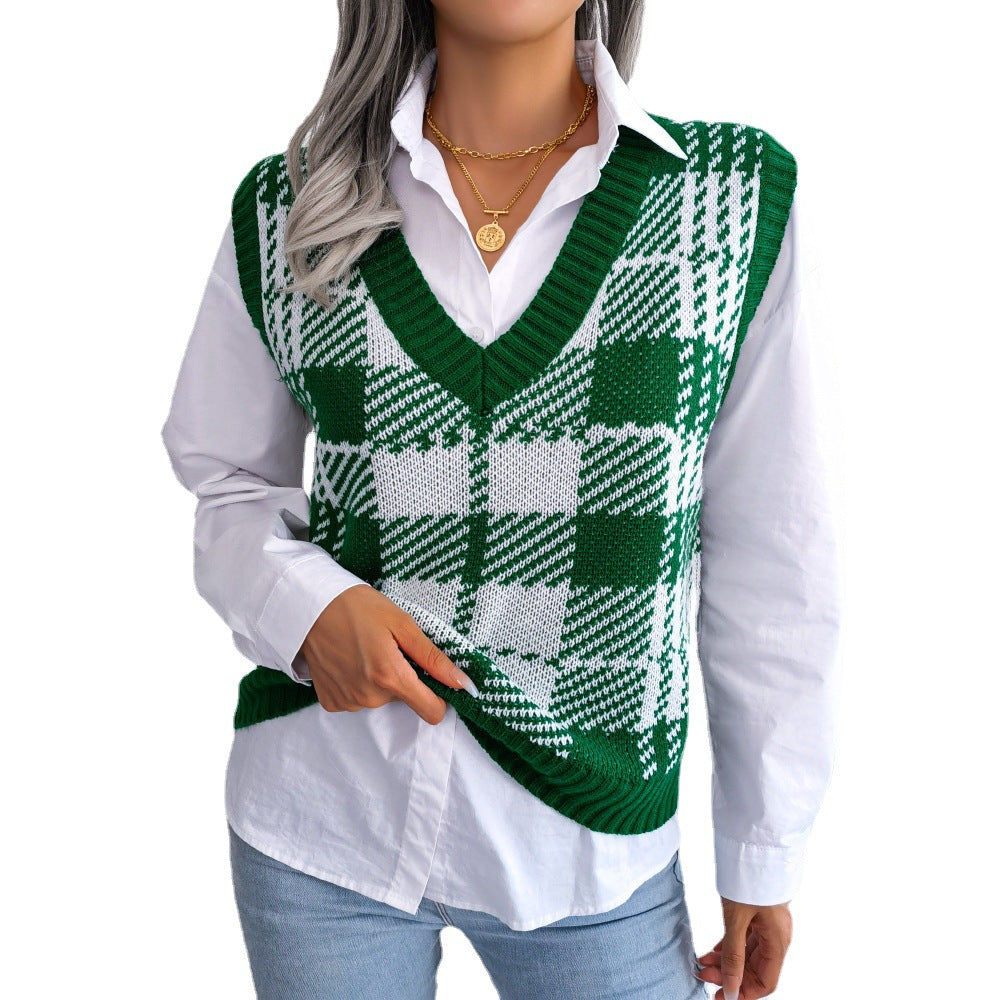 Beautiful Women's Clearance Casual Check Knitted Sweaters