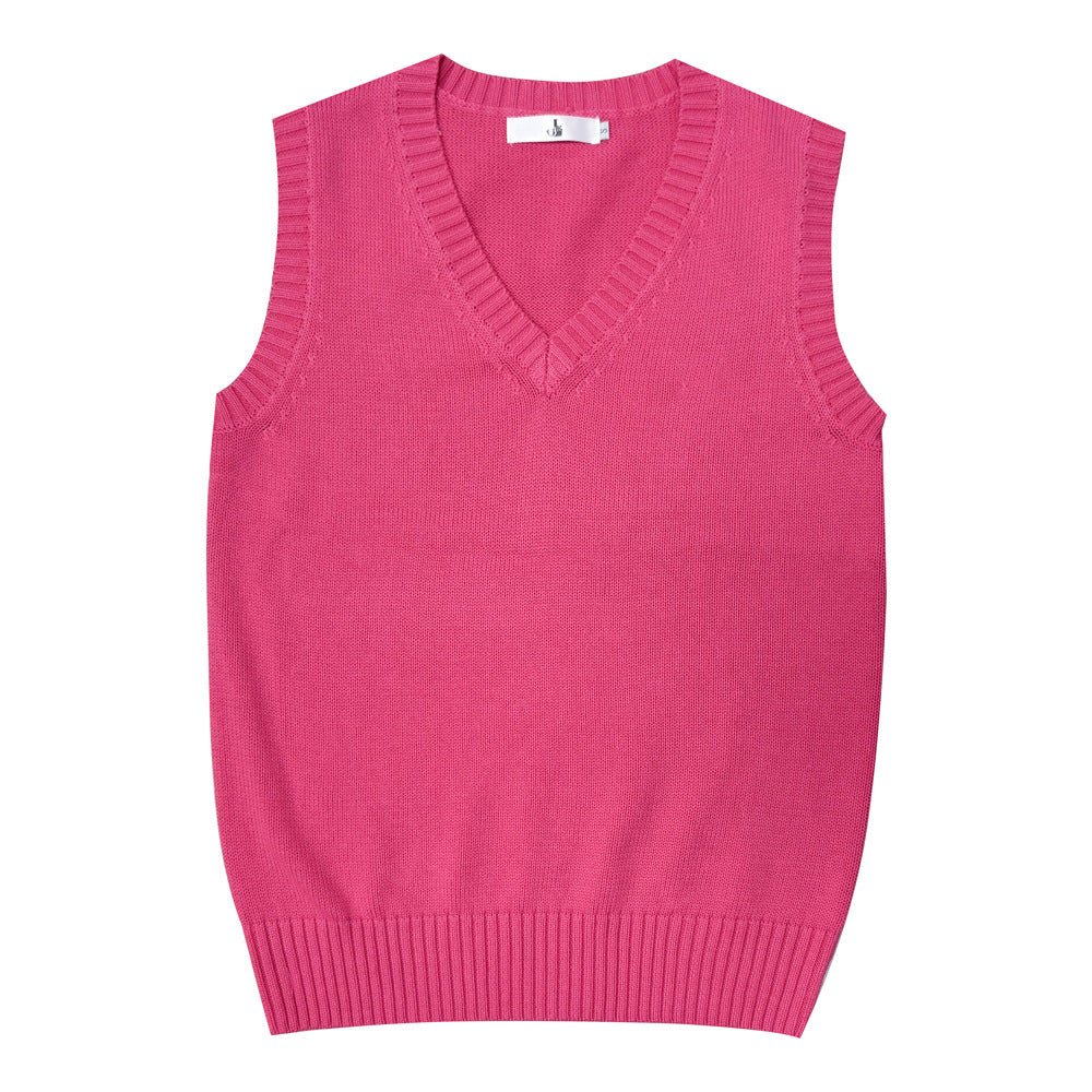 Women's Solid Color British College Style Sleeveless Women's Sweater