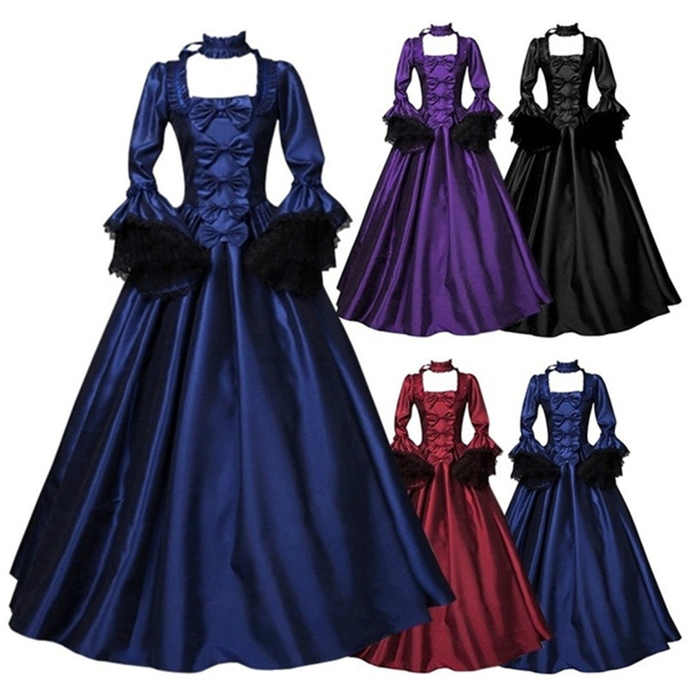 Lace Stitching Large Bell Sleeve Medieval Dress