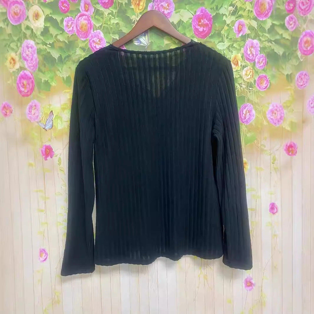 Women's Lace Stitching Fastener Decoration Long-sleeved Women's Sweater