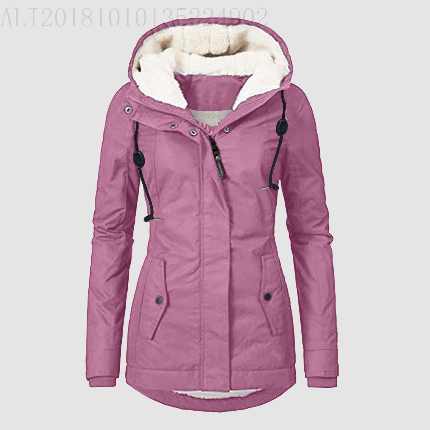 Women's Common Style Hooded Long-sleeved Zipper Pocket Coats