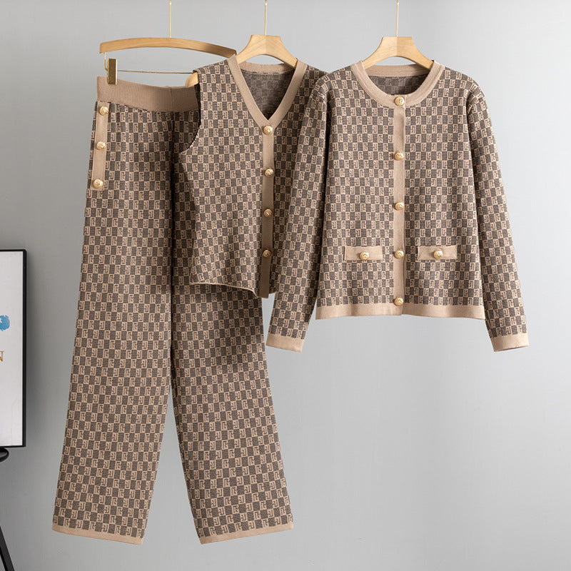 Women's Slouchy Fashion Temperament Knitting Three-piece Suits