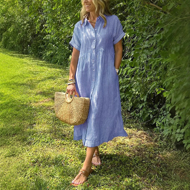 Women's Sleeve Shirt Summer Casual Cotton Linen Skirts