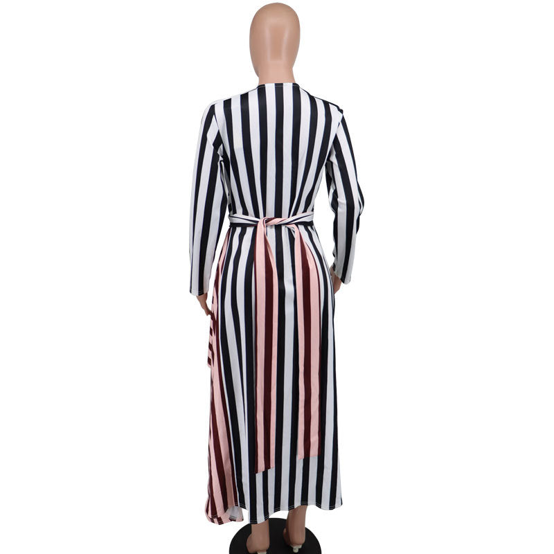 Women's Long-sleeved Dress Loose Striped Design Sense Dresses