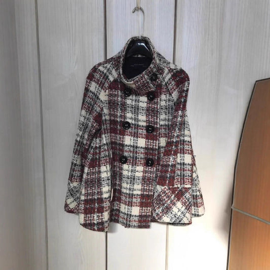 Women's Thickened Classic Style Plaid British Woolen Coats