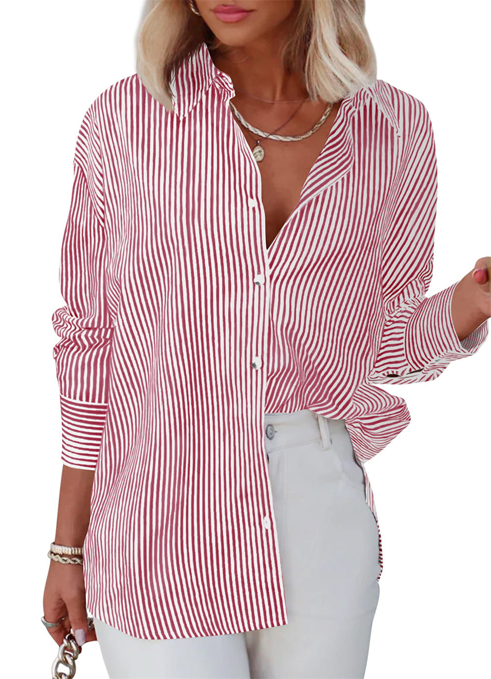 Women's Button Shirt Classic Long Sleeve Fashion Collar Blouses