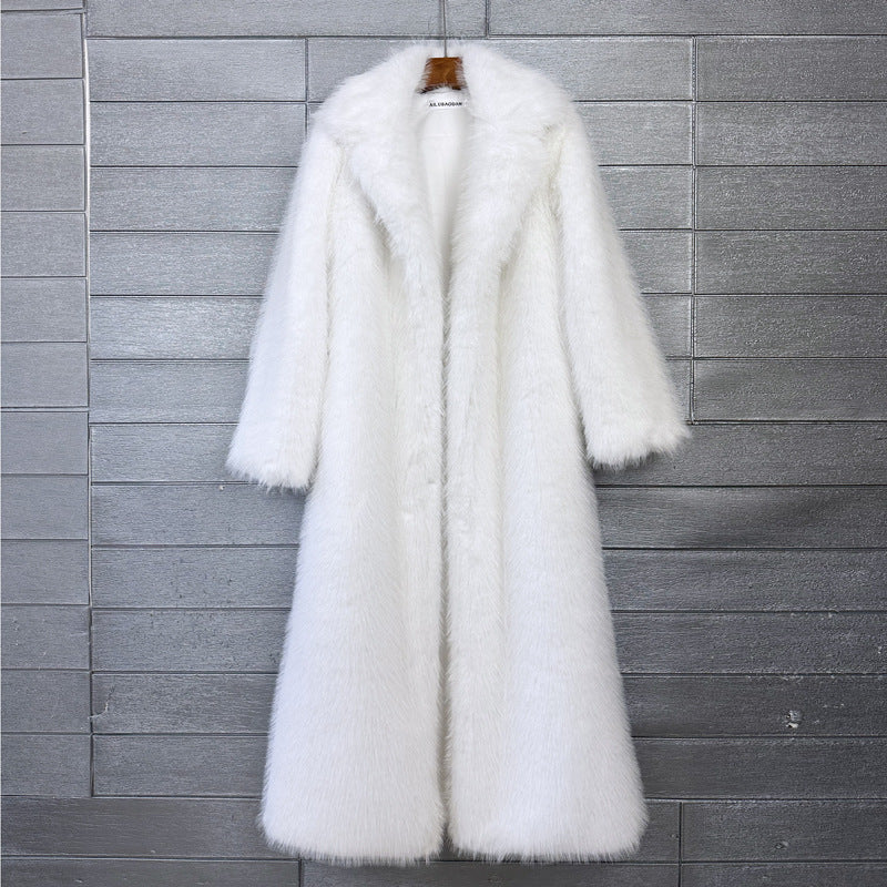 Women's Imitation Plush Furry Fur Extended Collar Coats