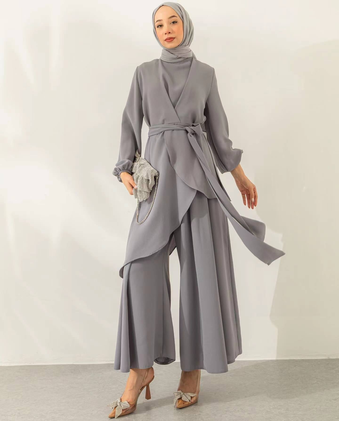 Women's Spring Muslim Style Solid Color Fashion Suits