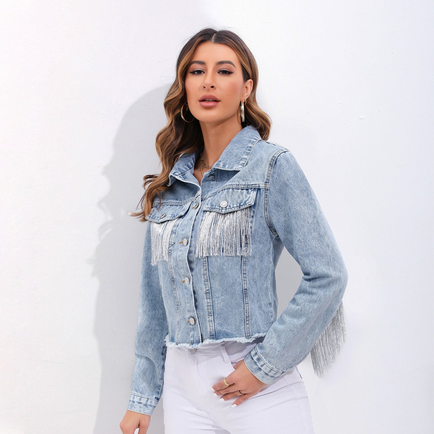 Women's Beautiful Elegant Denim Tassel Patchwork Plus Size
