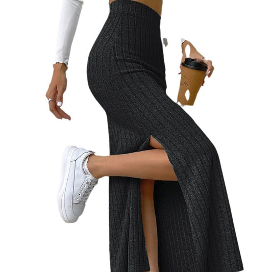 Women's Fashion High Waist Side Slit Slim Skirts