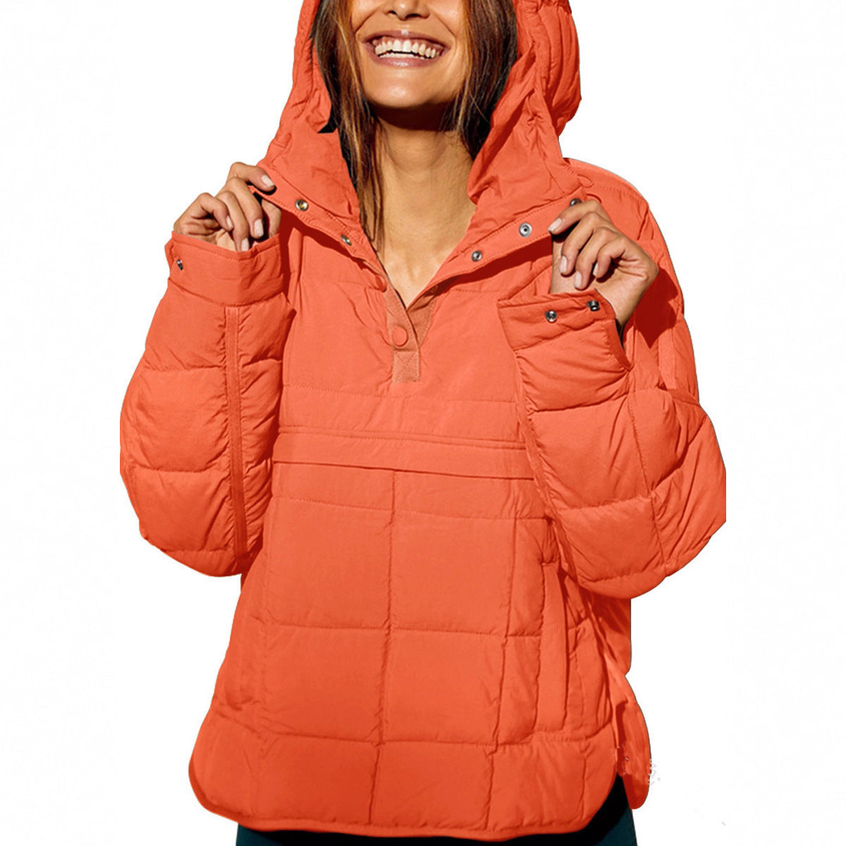 Women's Solid Color Hooded Pullover Pocket Long Coats