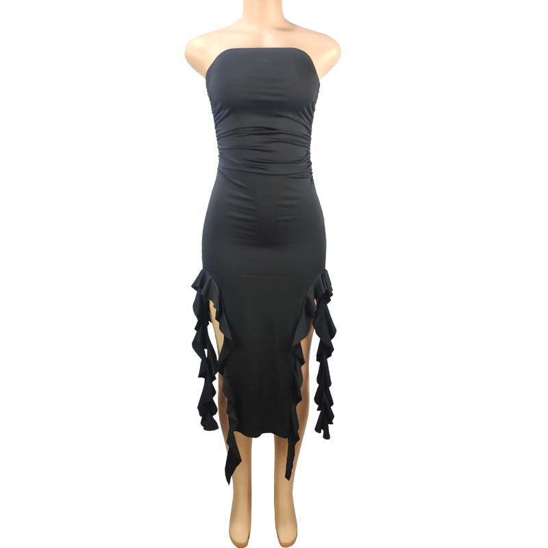 Women's Fashion Sexy Personalized Chest Wrap Irregular Dresses