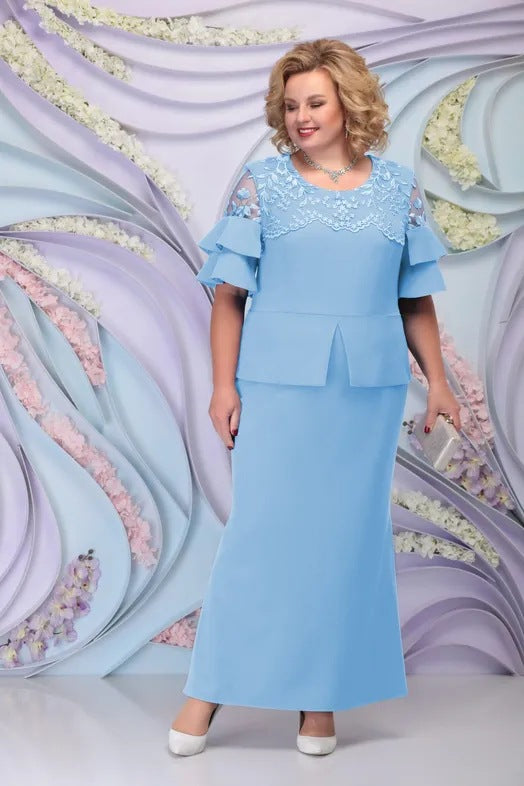 Women's Dress Lace Embroidery Two-piece Set Temperament Suits