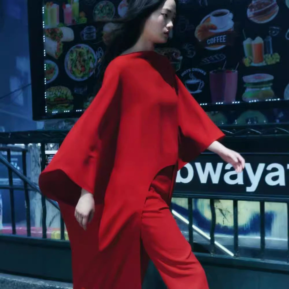 Women's Autumn Lazy Versatile Asymmetric Cape Casual Dresses