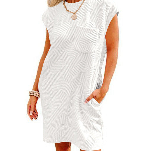 Casual Sports Round Neck Pocket Sleeve Dresses