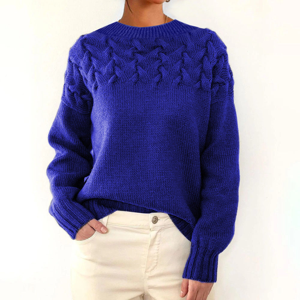 Women's Fashion Cable Knit Detail Turtleneck Long Sweater