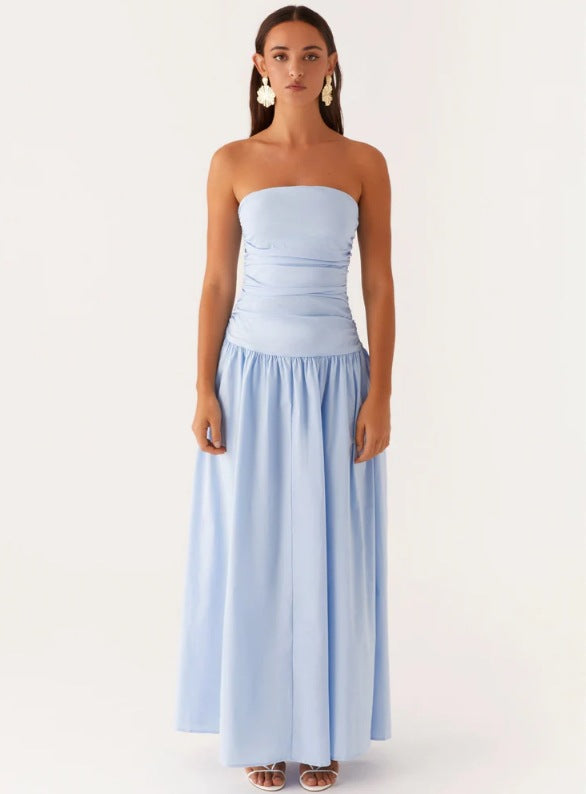 Women's Summer Elegance Retro High-grade Tube Pleated Dress