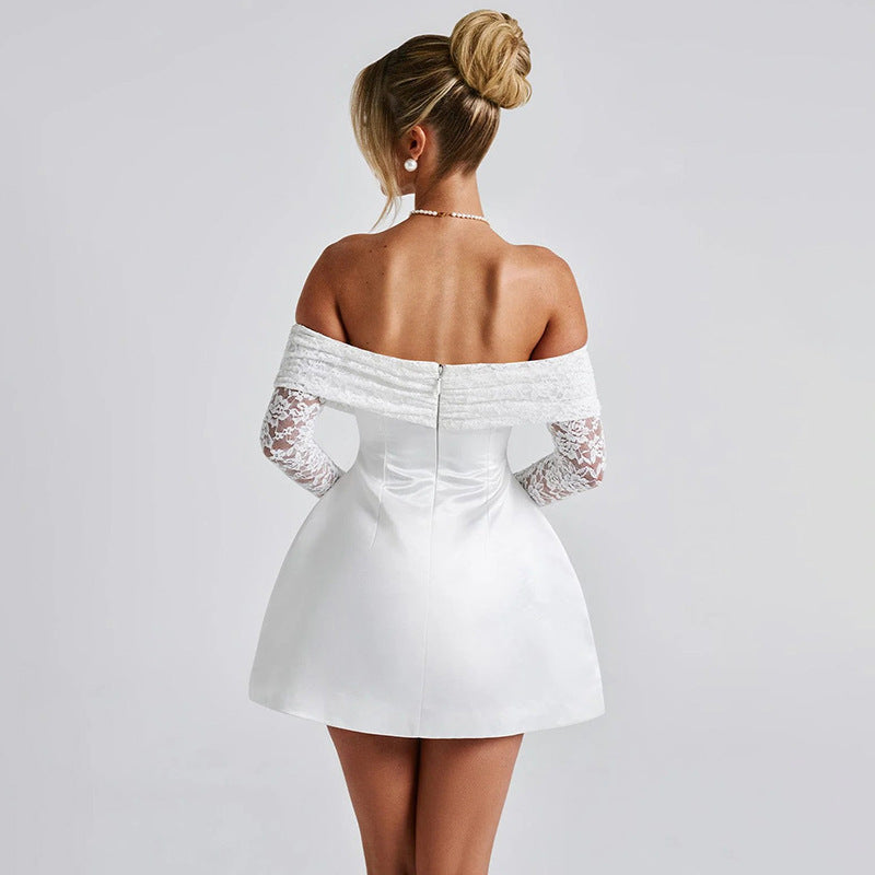 Women's Solid Color Sexy Lace Slim Fit Dress