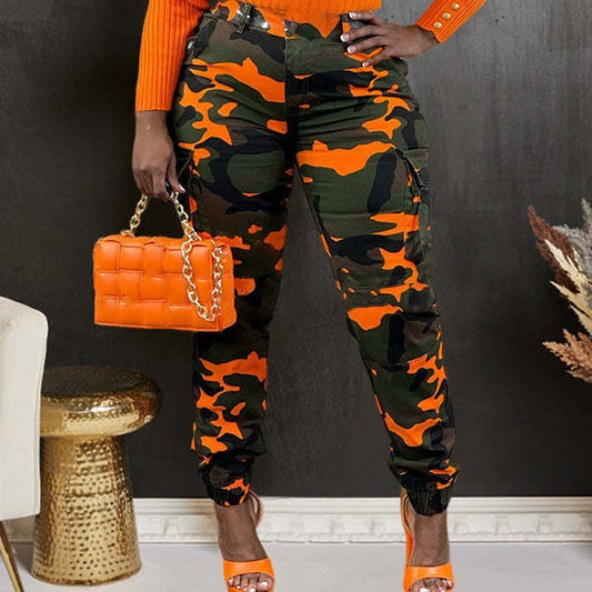 Women's Fashion Wear Camouflage With Cotton Tapered Pants