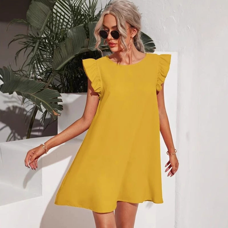 Women's Summer Fresh Sweet Slimming Solid Color Dress
