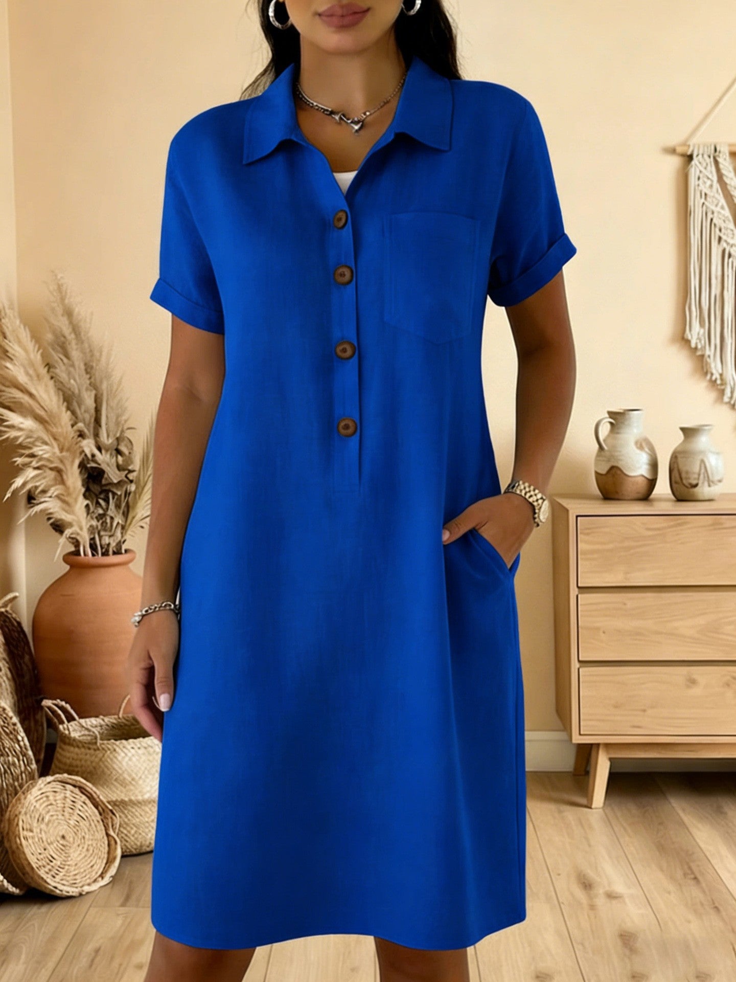 Women's Summer Comfort Casual Pocket Cotton Dress