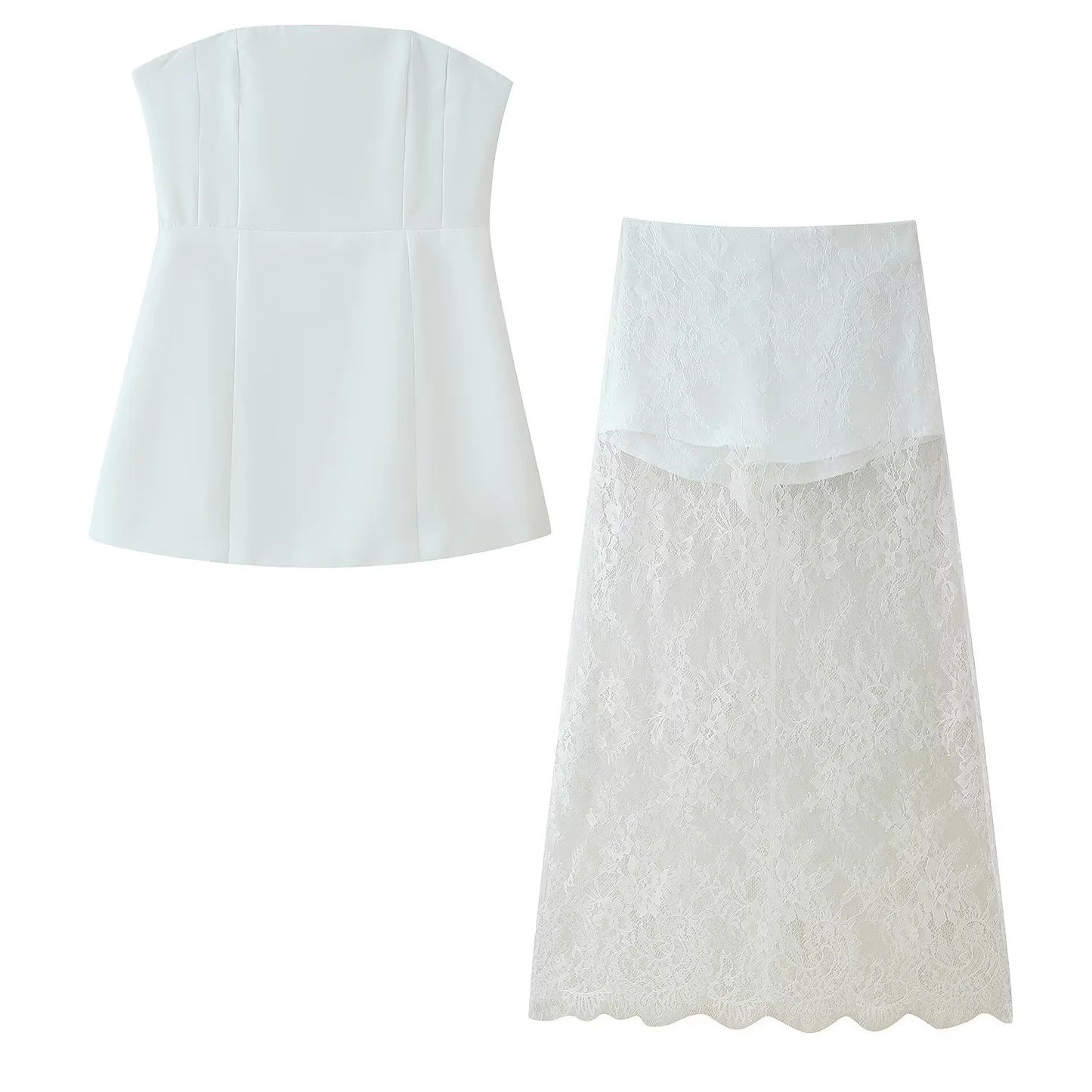 Women's Waist Tube High Lace Mid-length Dress Suits