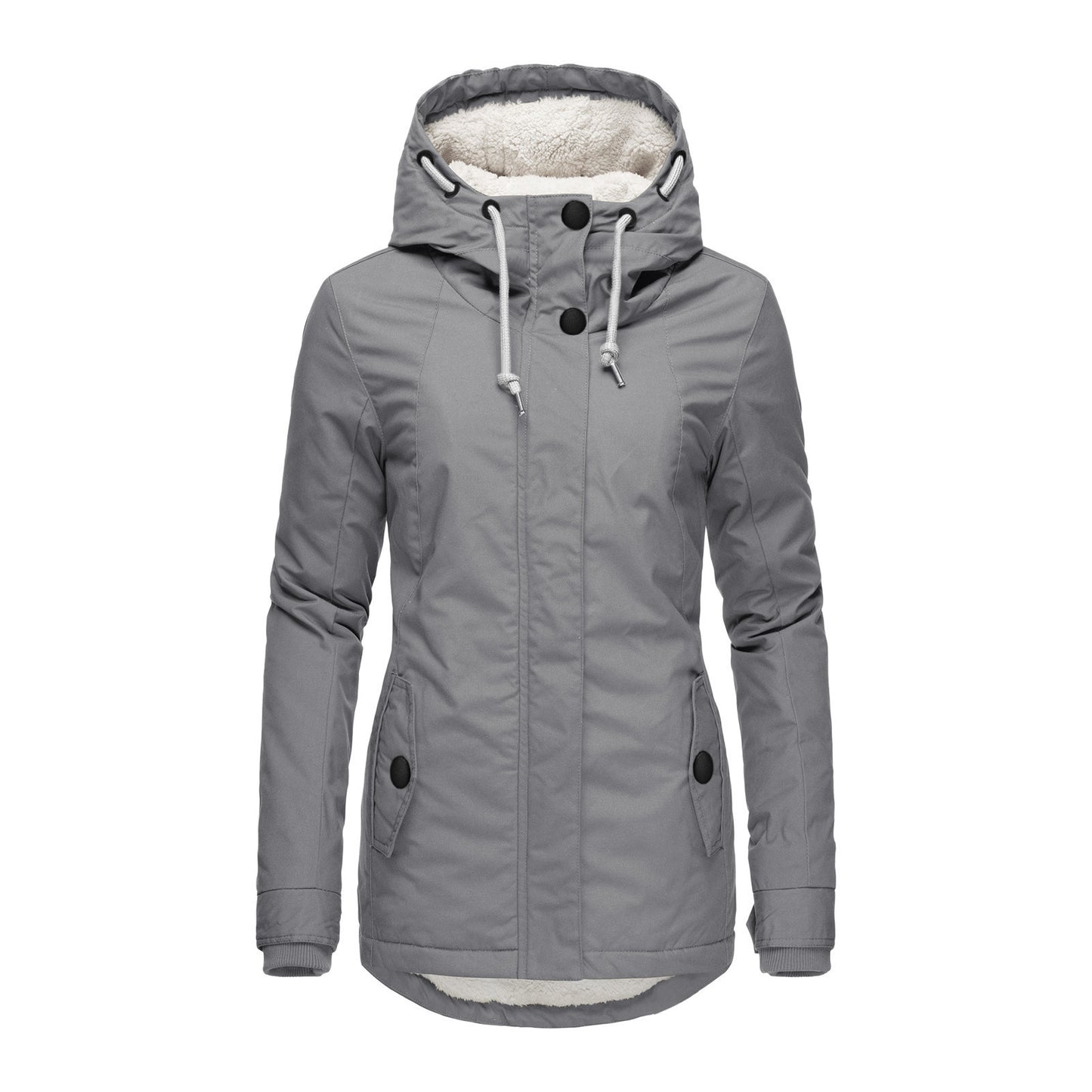 Women's Winter Quilted Cotton Parka Lamb Wool Woman Dress Coats