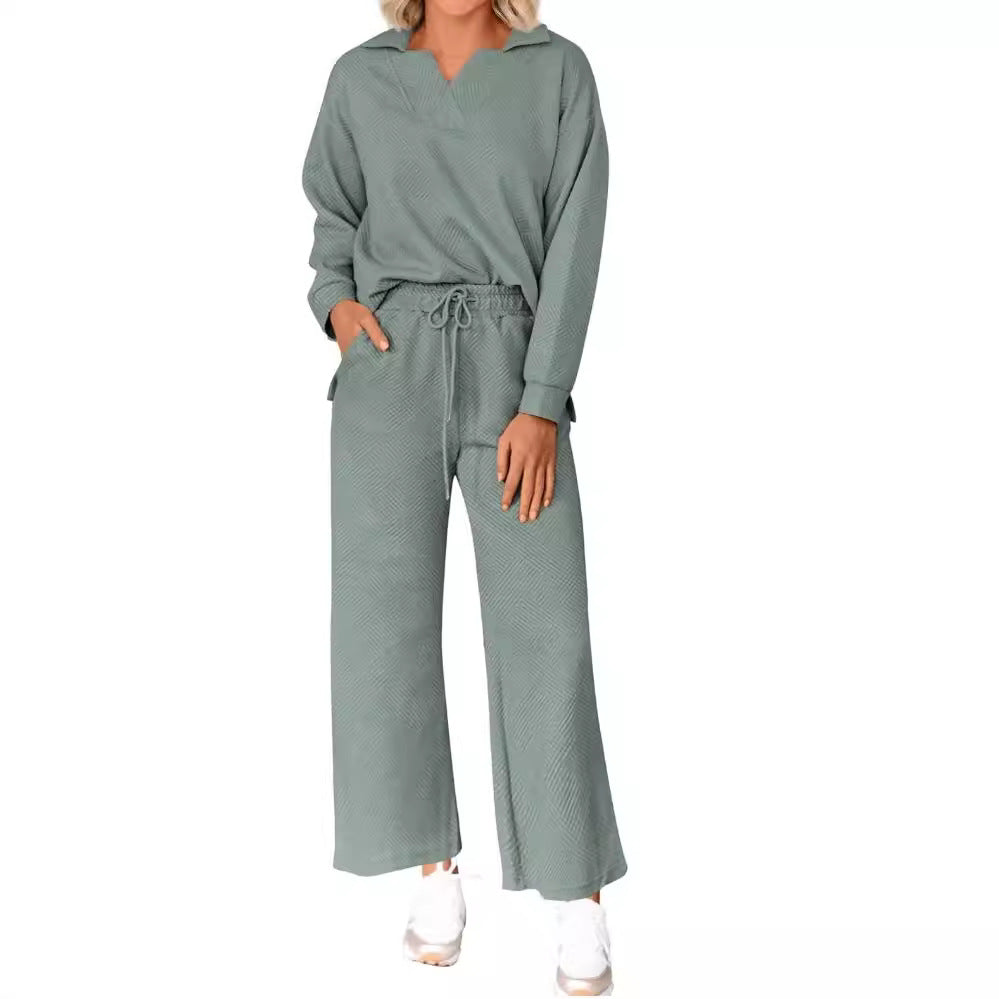 Color Texture Fashion Casual Set Autumn Suits