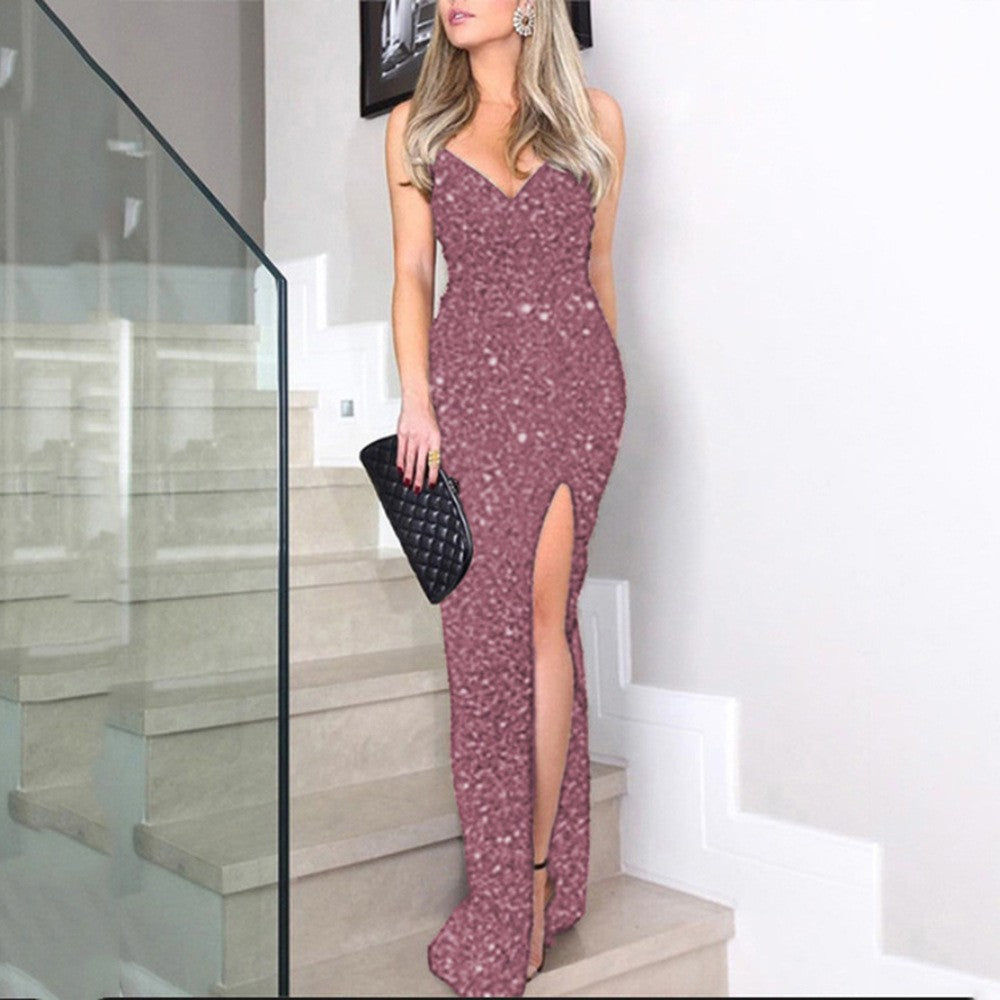 Women's Summer Sexy Fashion Sleeveless Dress Sequined Evening Dresses