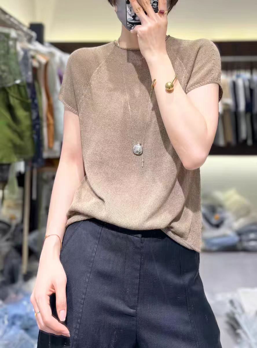 Women's Summer Paper Yarn Breathable Raglan Sleeve Women's Sweater