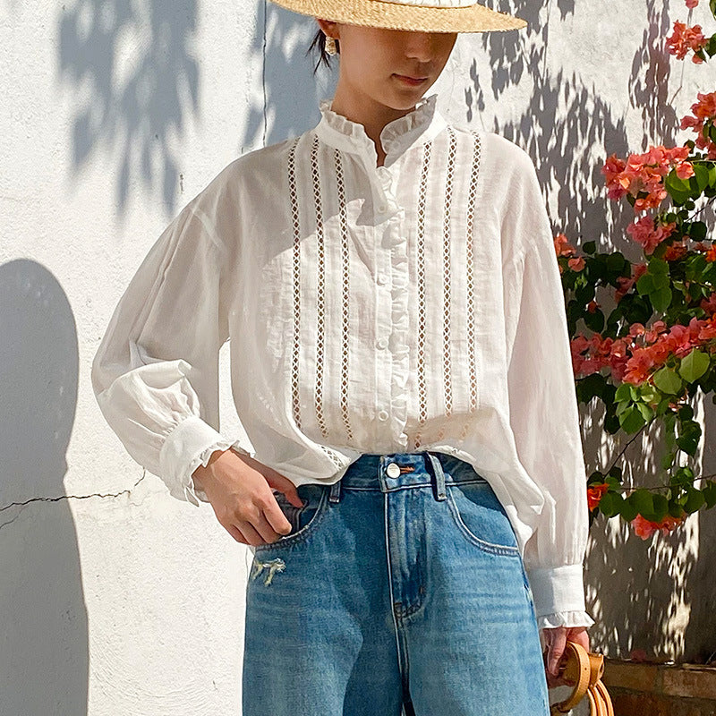 Women's White Shirt Cotton Linen South Loose Blouses
