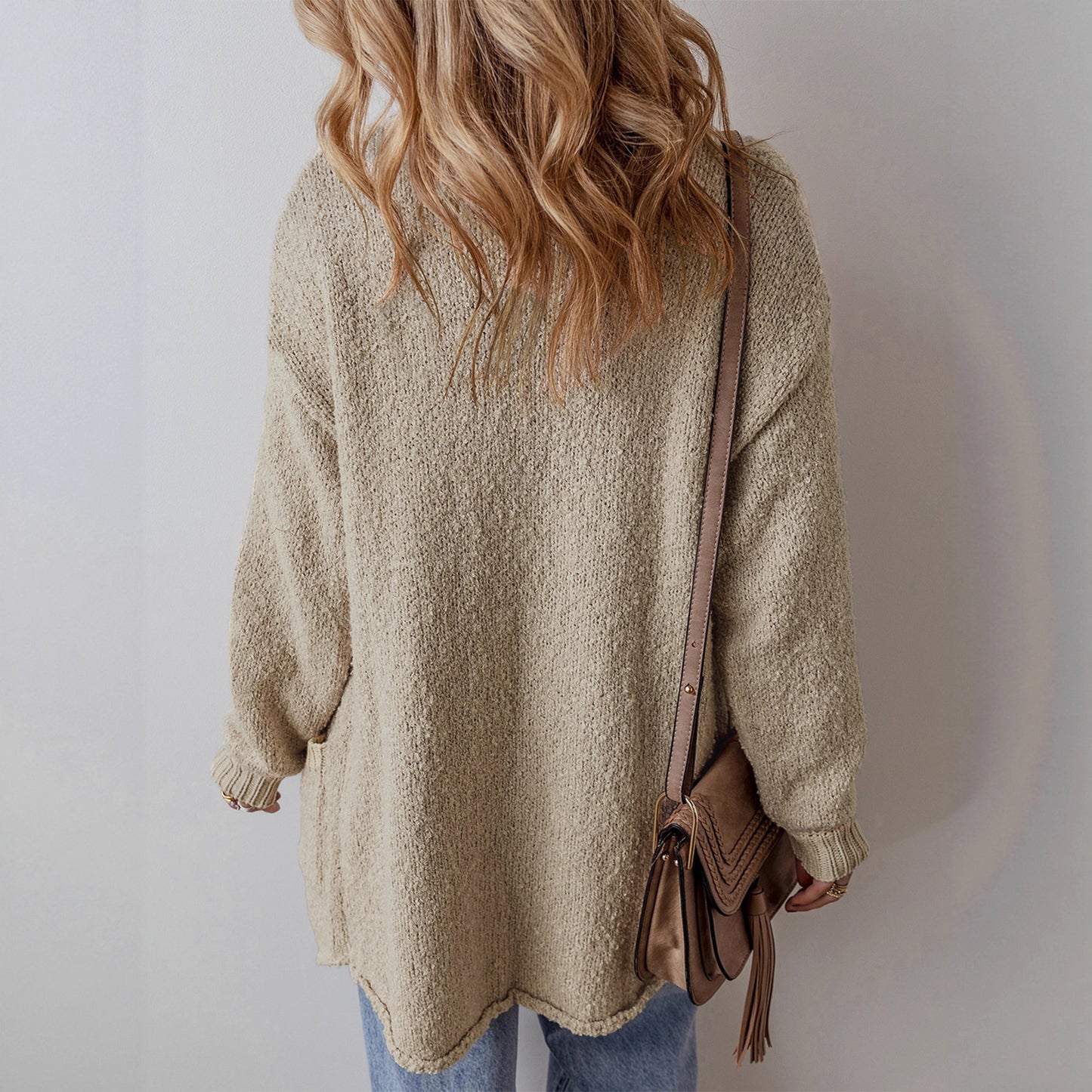 Women's Idle Style Knitted Casual Mid-length Sweater