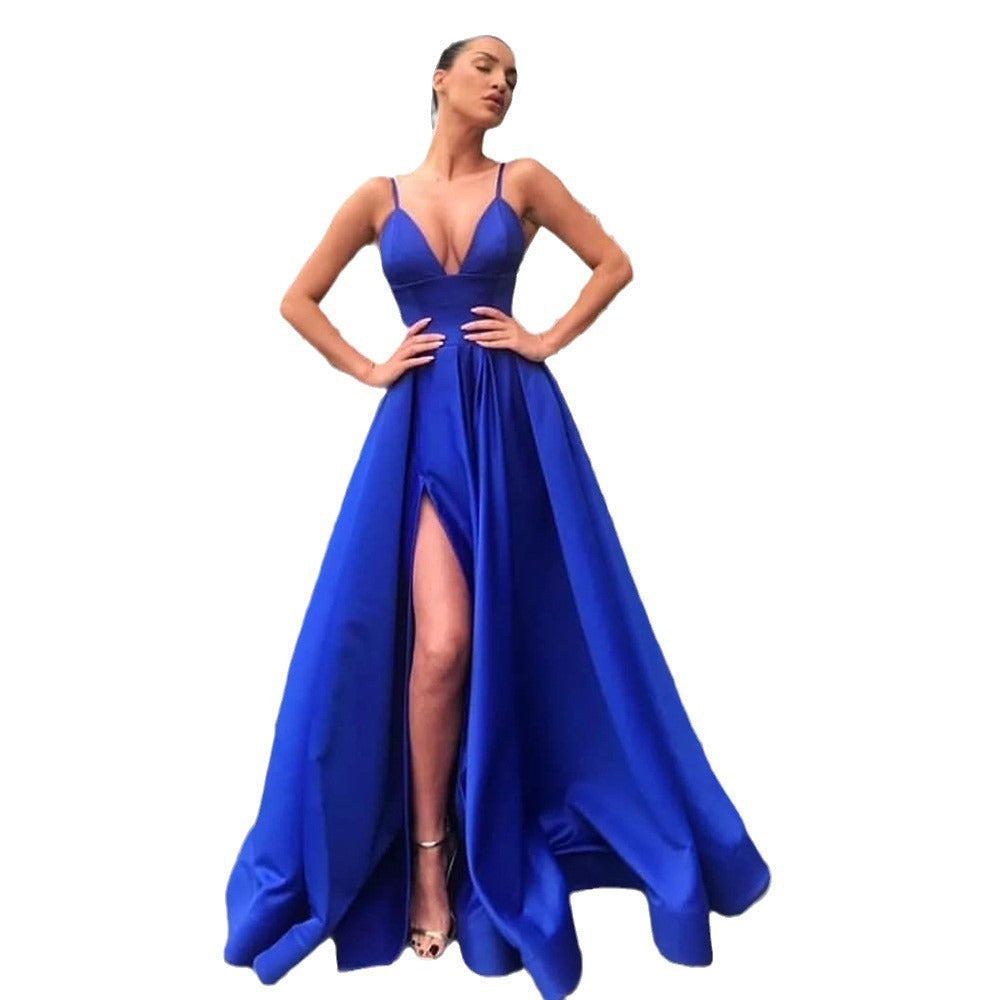 Women's Sexy Sling Dress Deep V Slit Wedding Dresses